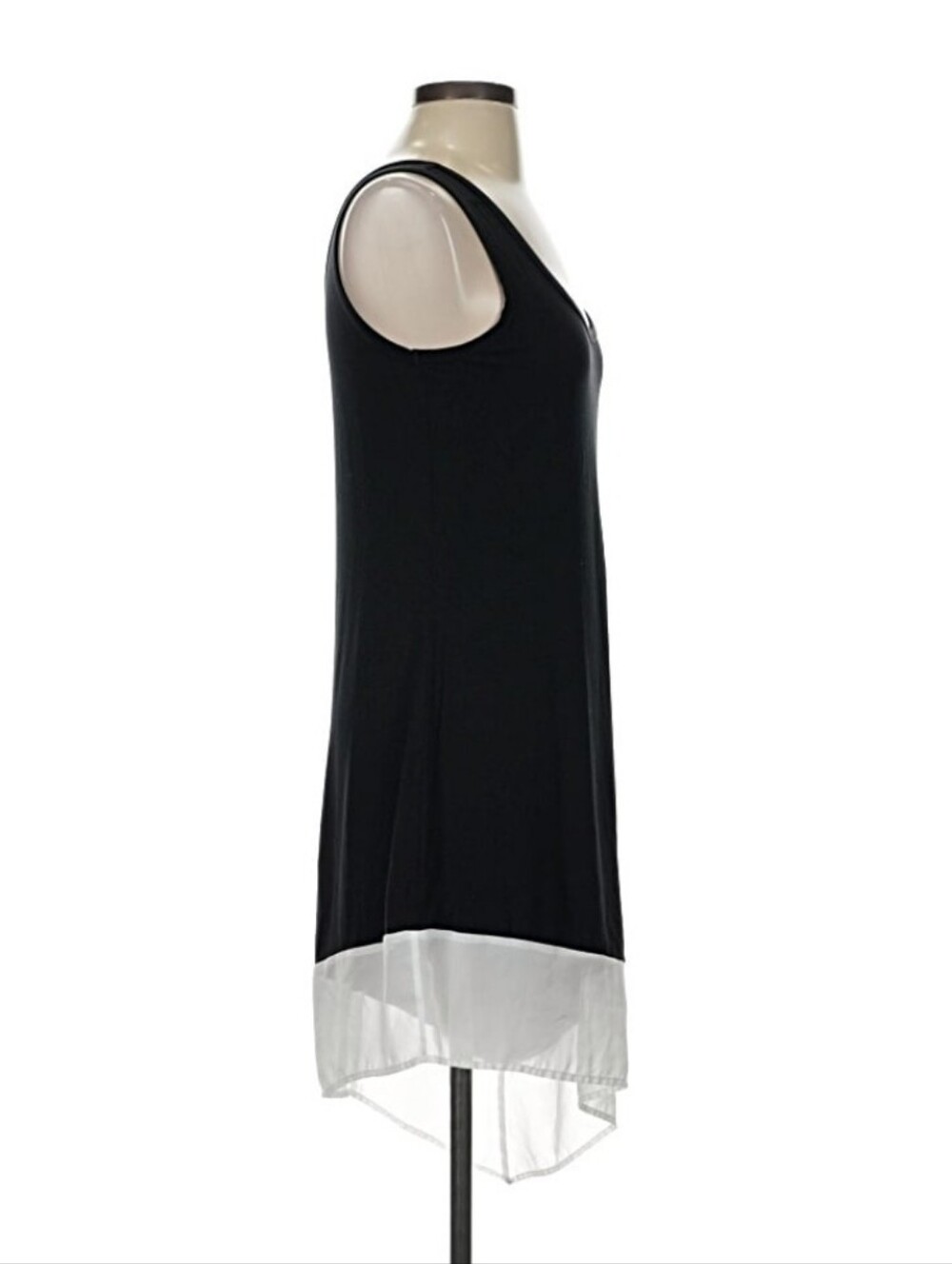 Calvin Klein Asymetrical Hem Sleeveless Dress feat. B&W Colorblock Design - Picture 8 of 11